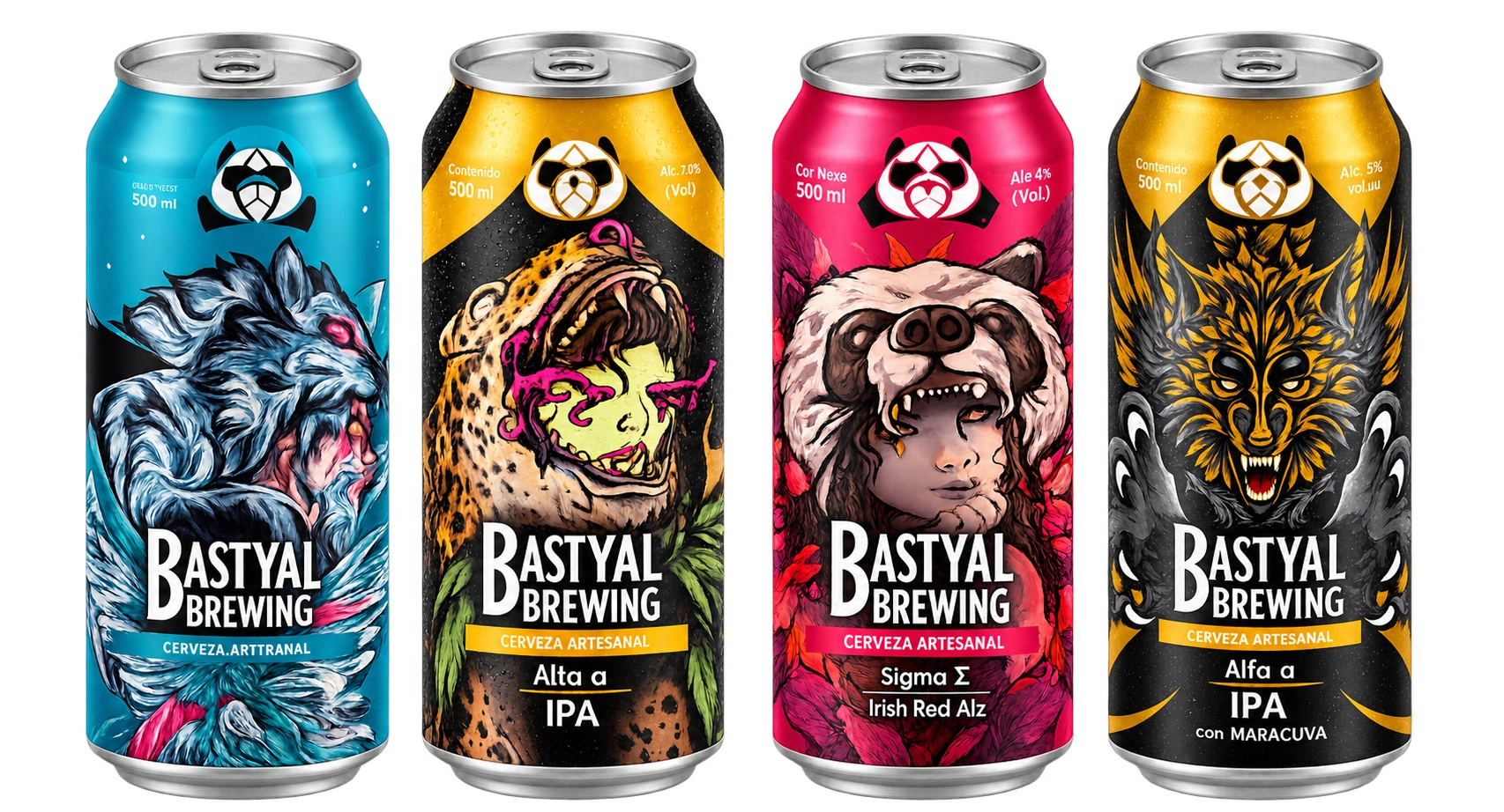 Distintas etiquetas de las cervezas Bastyal Brewing